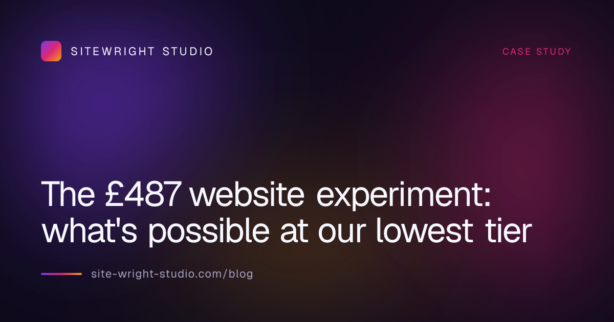 The £487 website experiment: what's possible at our lowest tier