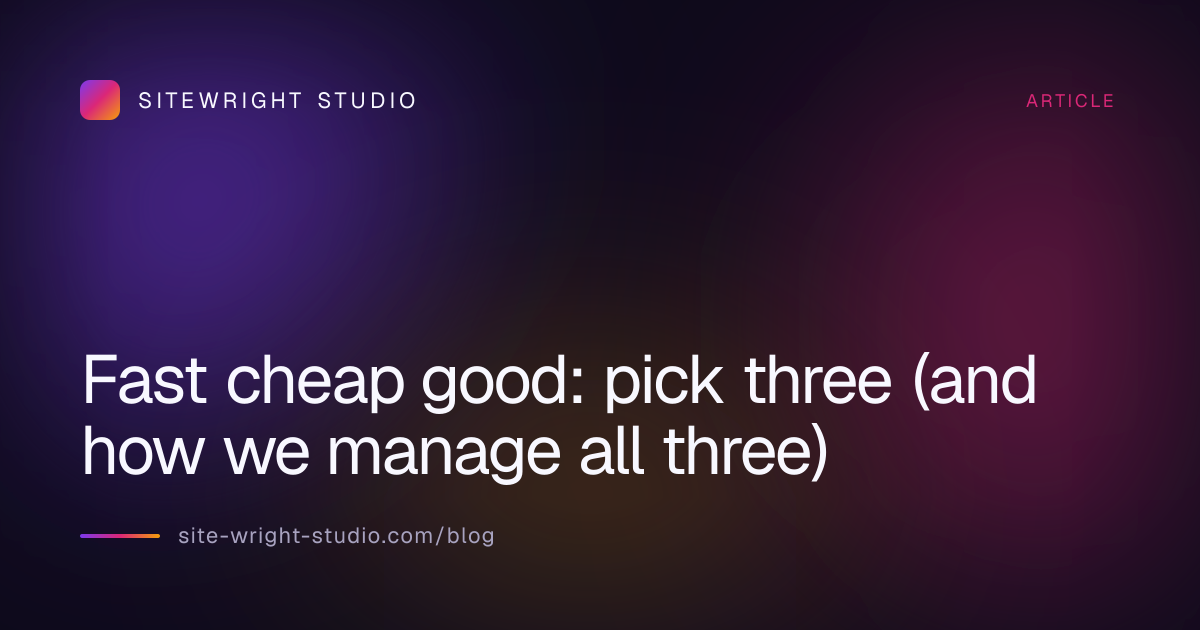 Fast cheap good: pick three (and how we manage all three)